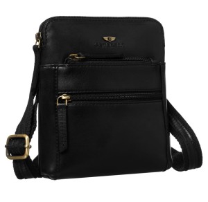 Elegancka listonoszka męska ze skóry naturalnej w czarnym kolorze zamykana suwakiem - Peterson