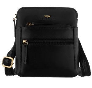 Elegancka listonoszka męska ze skóry naturalnej w czarnym kolorze zamykana suwakiem - Peterson