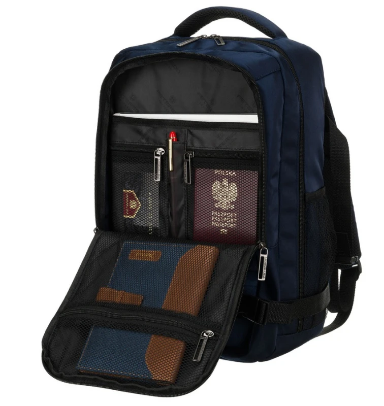Druga komora plecaka Peterson – kieszenie na dokumenty i akcesoria