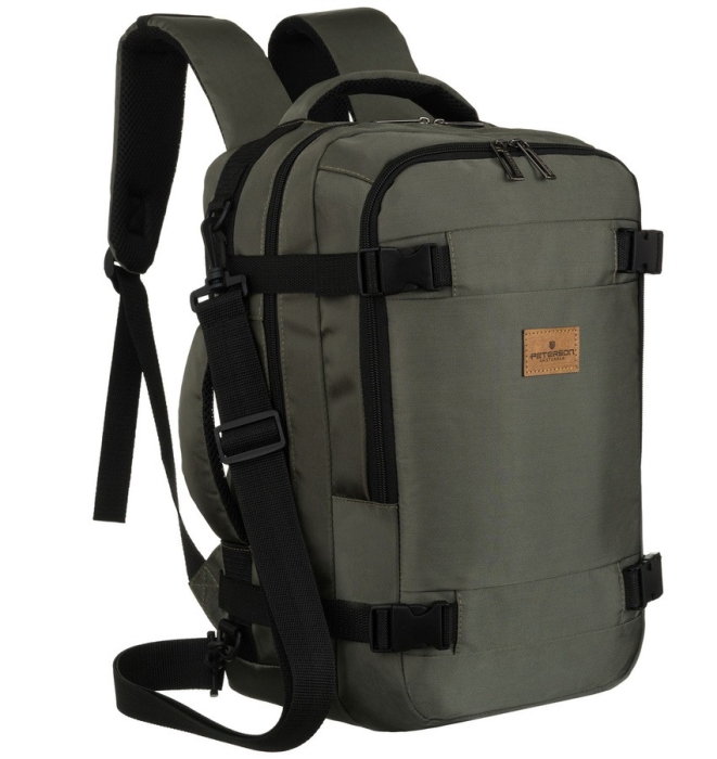 Szary plecak podróżny Peterson, dwukomorowy, zamykany suwakiem, wygodne oddychające szelki 3D Mesh