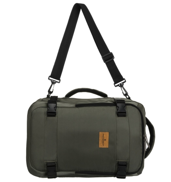 Szary plecak podróżny zawieszony na oddychających szelkach, zamykany suwakiem - Peterson