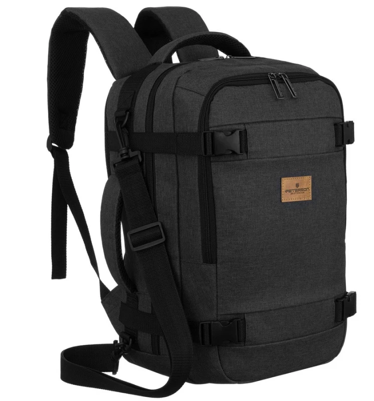 Pojemny, podróżny i czarny plecak z poliestru idealny na bagaż podręczny - Peterson