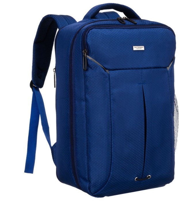 Granatowy plecak z poliestru wyposażony w oddychające szelki - Peterson