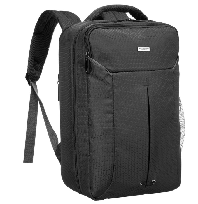 Szary, podróżny plecak z poliestru zawieszony na regulowanych szelkach - Peterson
