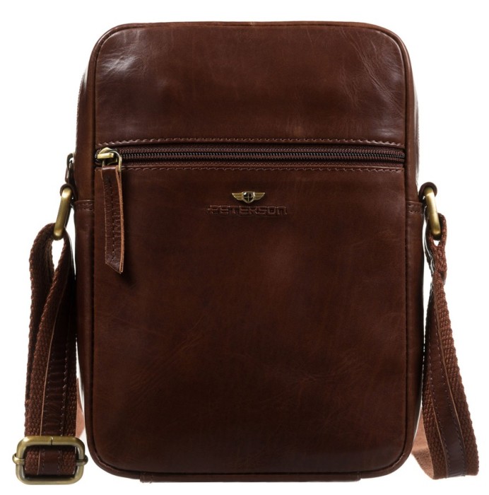 Listonoszka męska ze skóry naturalnej w brązowym kolorze - Peterson