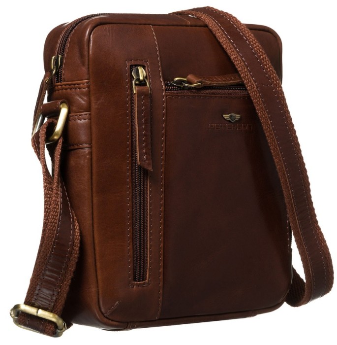 Elegancka listonoszka męska ze skóry naturalnej w brązowym kolorze - Peterson