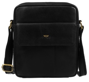 Listonoszka męska ze skóry naturalnej w czarnym kolorze, zamykana suwakiem i na magnes - Peterson