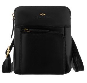 Męska listonoszka ze skóry naturalnej w czarnym kolorze, jednokomorowa i zamykana suwakiem - Peterson