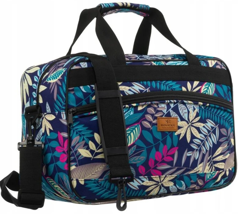 Lekka torba podróżna Rovicky z poliestru w kolorowy wzór roślinny