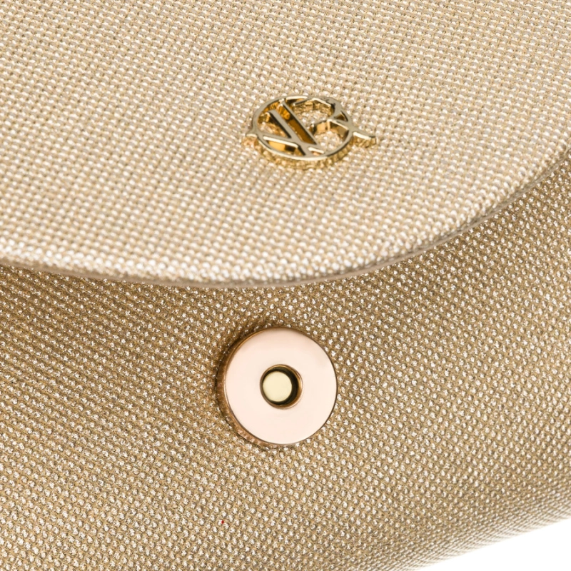 Złota, brokatowa kopertówka damska wykonana z tkaniny syntetycznej - Rovicky