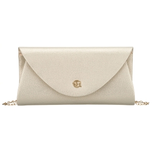 Złota kopertówka damska wykonana ze skóry ekologicznej zapinana klipsem magnetycznym - Rovicky