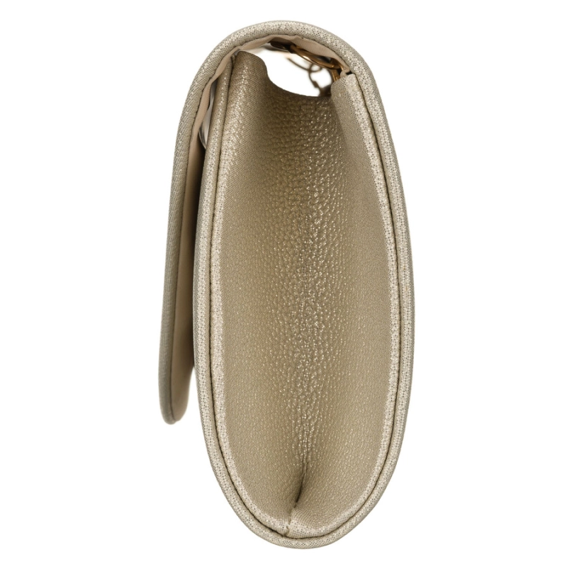 Złota kopertówka damska wykonana ze skóry ekologicznej zapinana klipsem magnetycznym - Rovicky