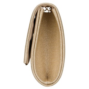 Wizytowa, złota torebka damska wykonana z tkaniny syntetycznej zamykana klipsem magnetycznym - Rovicky