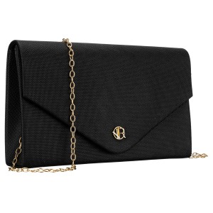 Czarna, brokatowa kopertówka damska wykonana z tkaniny syntetycznej - Rovicky