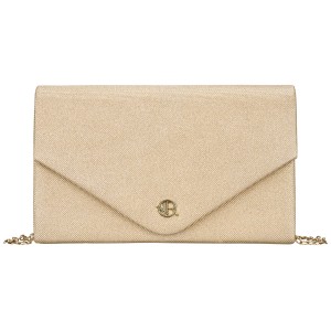 Brokatowa kopertówka damska wykonana z tkaniny syntetycznej w złotym kolorze - Rovicky