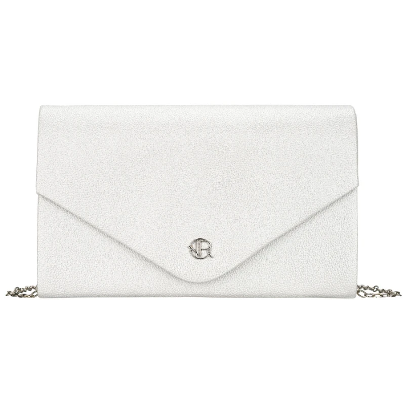 Elegancka kopertówka damska w srebrnym kolorze wykonana ze skóry ekologicznej - Rovicky