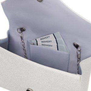 Elegancka kopertówka damska w srebrnym kolorze wykonana ze skóry ekologicznej - Rovicky