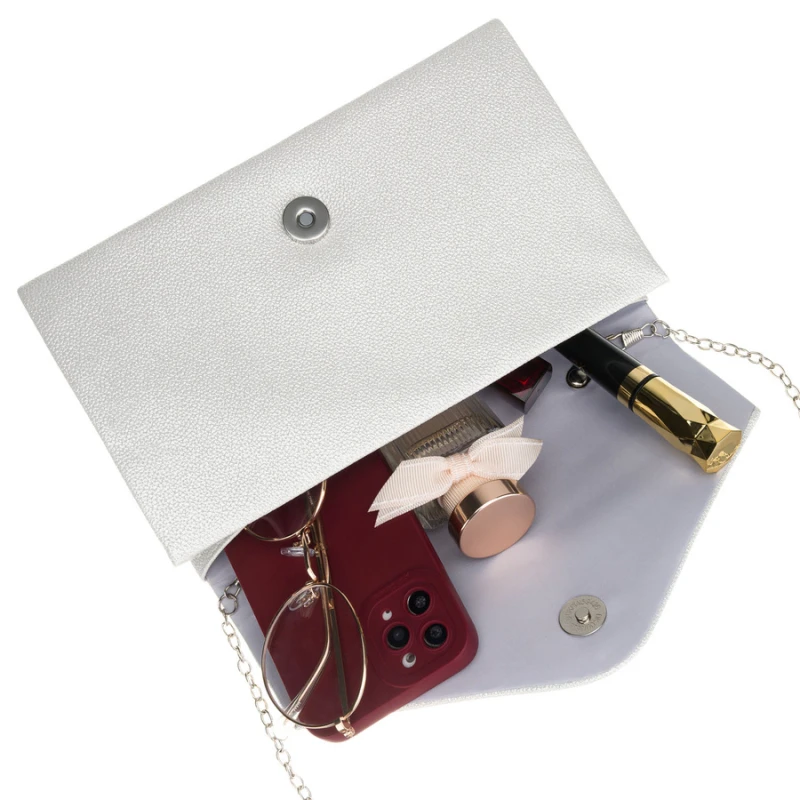 Elegancka kopertówka damska w srebrnym kolorze wykonana ze skóry ekologicznej - Rovicky