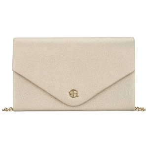 Złota kopertówka damska wykonana ze skóry ekologicznej zamykana klipsem magnetycznym - Rovicky