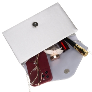 Srebrna, mała kopertówka damska wykonana z tkaniny syntetycznej - Rovicky