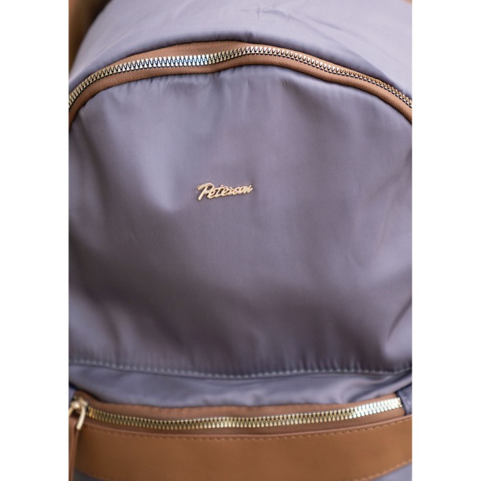 Szary, miejski plecak damski z poliestru zamykany suwakami - Peterson