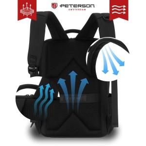 Plecak podróżny z poliestru w czarnym kolorze z miejscem na laptopa - Peterson