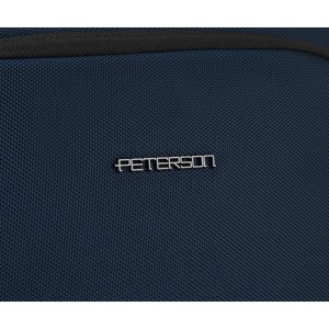 Granatowy plecak podróżny z poliestru z miejscem na laptopa, zawieszony na regulowanych szelkach - Peterson