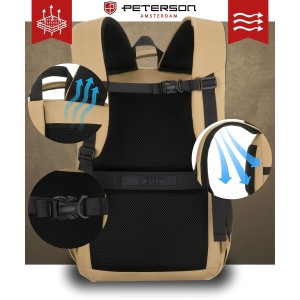 Duży plecak podróżny w kolorze khaki z miejscem na laptopa, dwukomorowy - Peterson