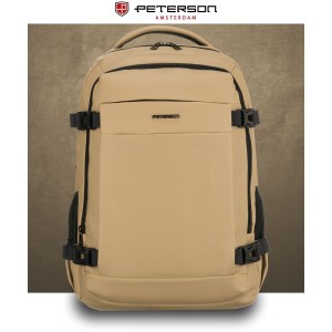Duży plecak podróżny w kolorze khaki z miejscem na laptopa, dwukomorowy - Peterson