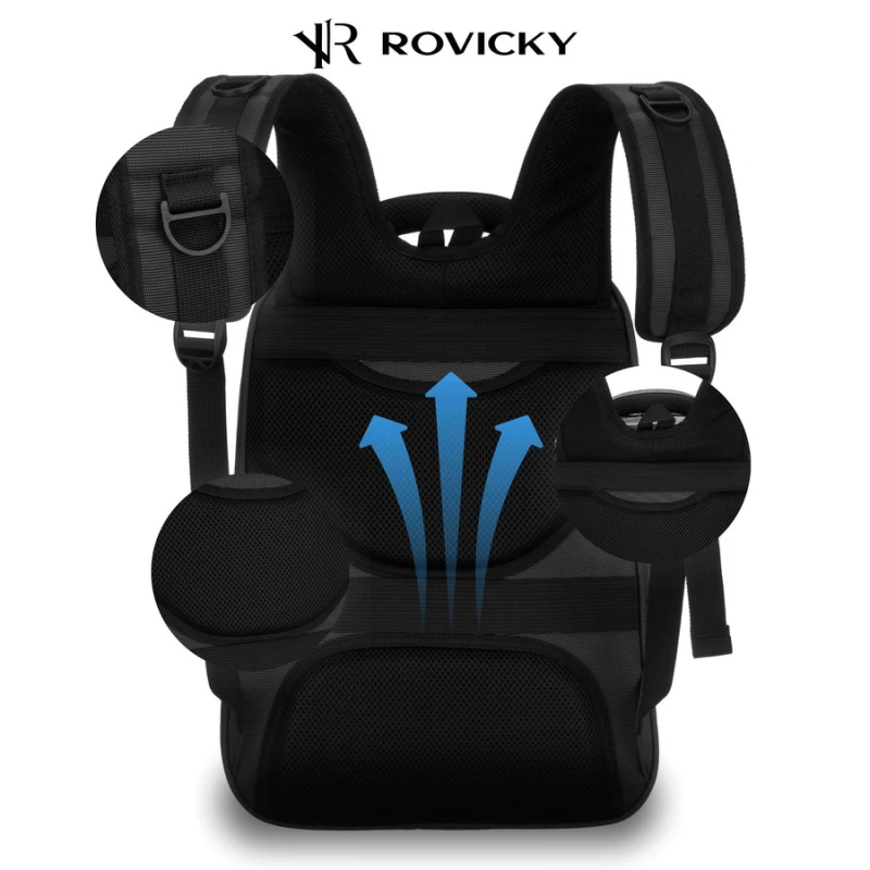 Podróżny plecak w czarnym kolorze z miejscem na laptopa - Rovicky