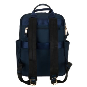 Granatowy, nylonowy plecak damski na regulowanych szelkach zamykany suwakiem - Peterson