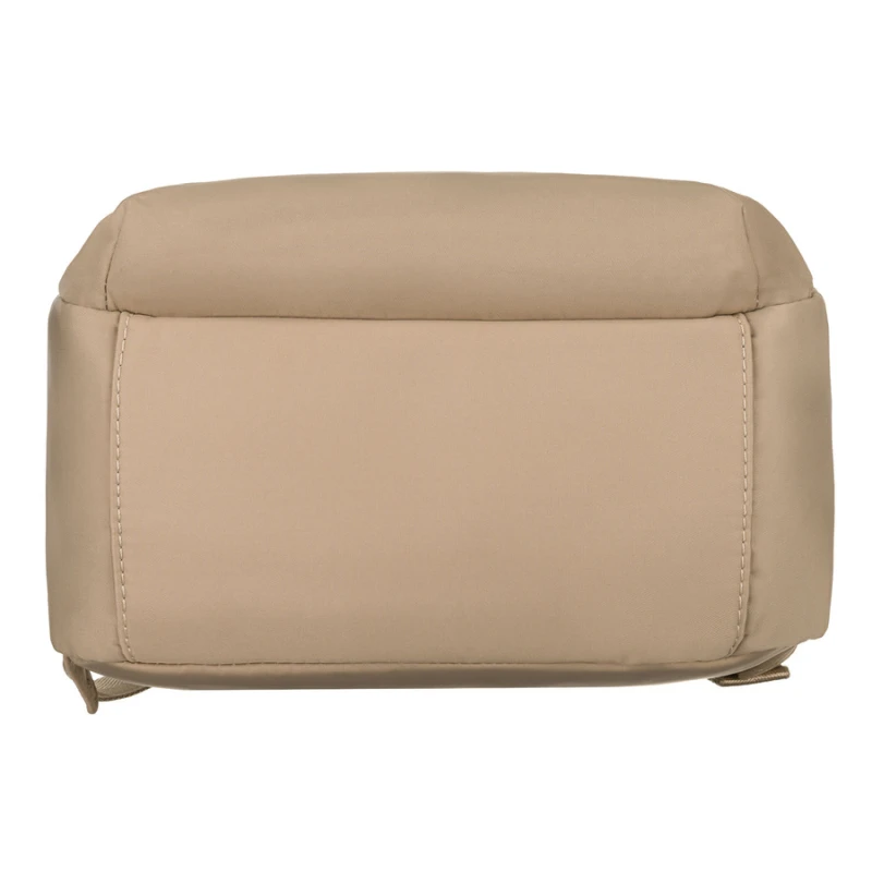 Beżowy plecaczek damski z nylonu i skóry ekologicznej zamykany suwakiem - Peterson