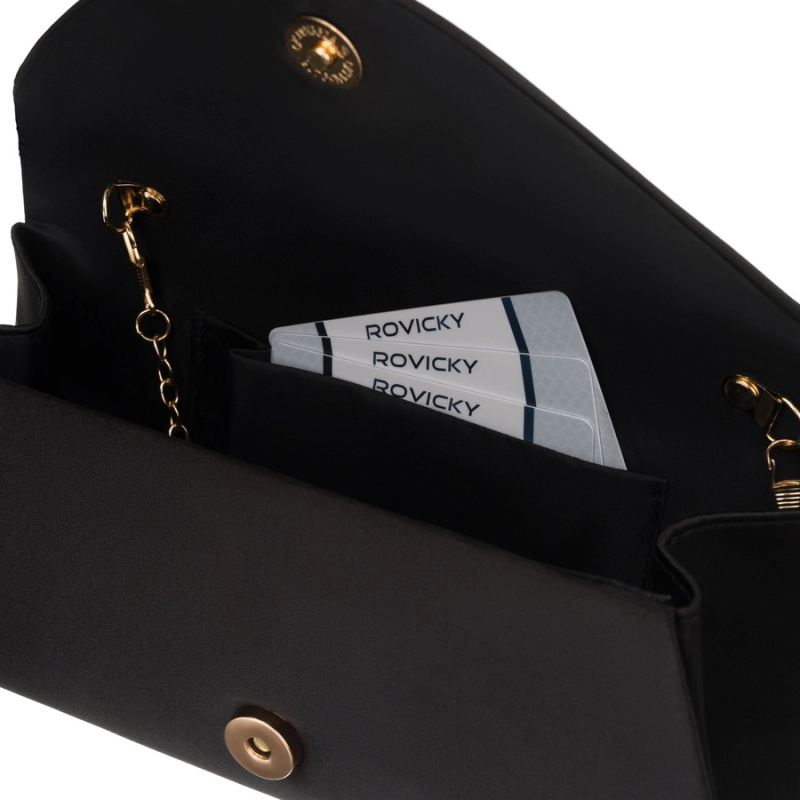 Kopertówka damska wykonana z tkaniny syntetycznej w czarnym kolorze - Rovicky