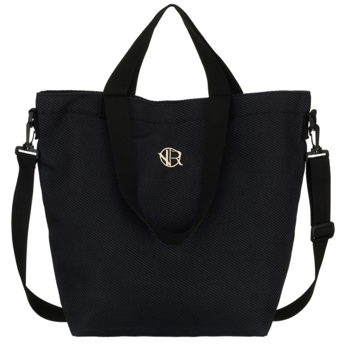 Czarna torba damska wykonana z poliestru z kieszonką zewnętrzną - Rovicky