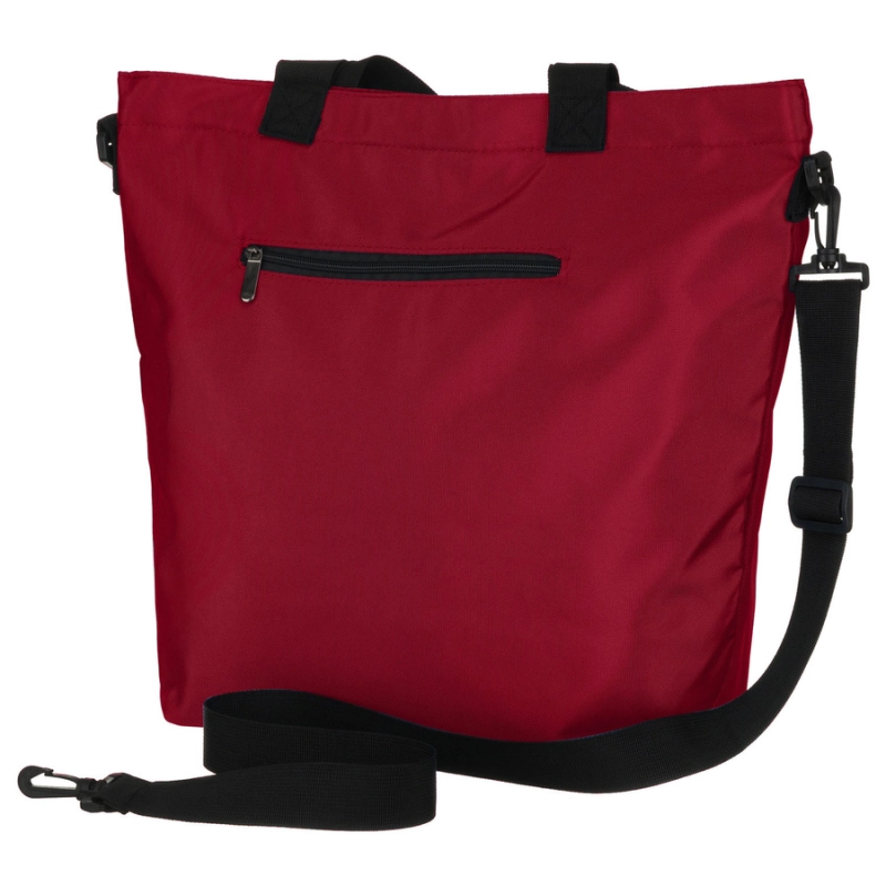 Pojemna torba damska w burgundowym kolorze zamykana suwakami - Peterson