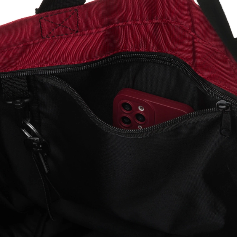 Pojemna torba damska w burgundowym kolorze zamykana suwakami - Peterson