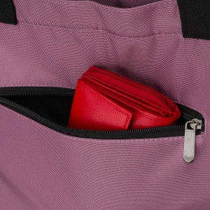 Duża, pojemna shopperka damska z poliestru w różowym kolorze z doczepianym paskiem - Peterson