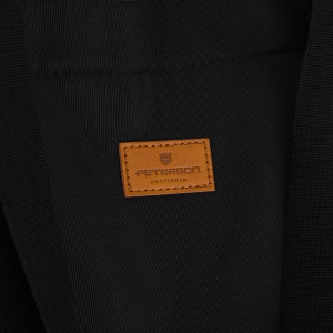 Pojemna czarna shopperka damska zamykana suwakiem z kieszonką zewnętrzną - Peterson