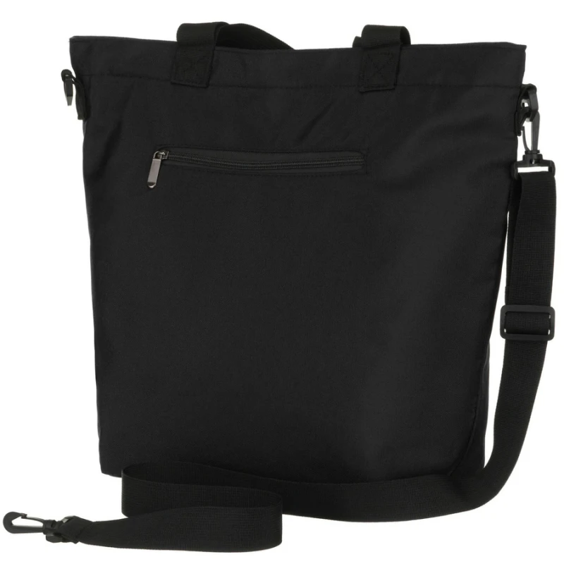 Duża, czarna shopperka damska zamykana suwakiem z kieszonką zewnętrzną, jednokomorowa - Peterson