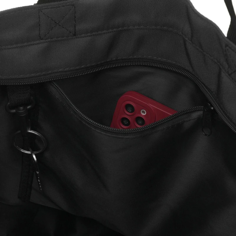 Duża, czarna shopperka damska zamykana suwakiem z kieszonką zewnętrzną, jednokomorowa - Peterson