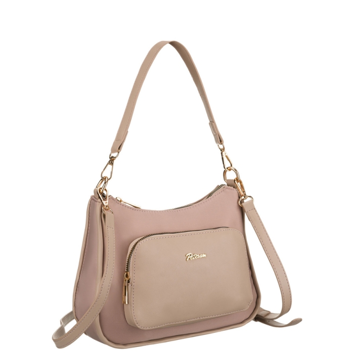 Modna miejska listonoszka damska z nylonu w różowym kolorze, zamykana suwakiem - Peterson