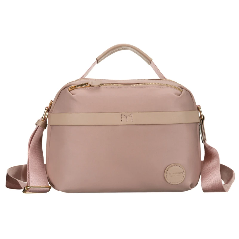 Wygodna różowa listonoszka damska z nylonu zamykana suwakiem - Peterson