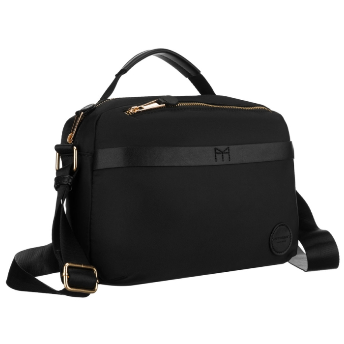 Wygodna czarna listonoszka damska z nylonu, jednokomorowa i zamykana suwakiem - Peterson