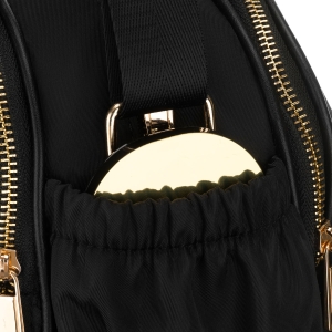 Stylowa nylonowa, czarna listonoszka damska, jednokomorowa z sześcioma kieszeniami - Peterson