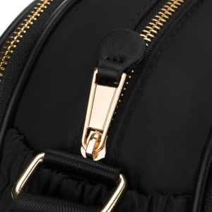 Stylowa nylonowa, czarna listonoszka damska, jednokomorowa z sześcioma kieszeniami - Peterson