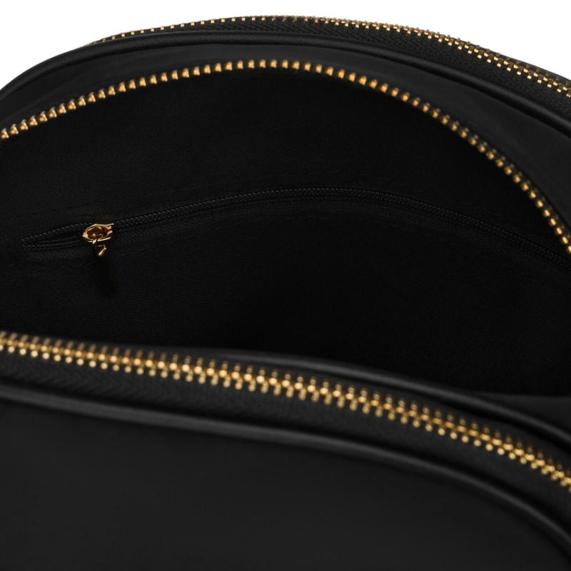 Stylowa nylonowa, czarna listonoszka damska, jednokomorowa z sześcioma kieszeniami - Peterson