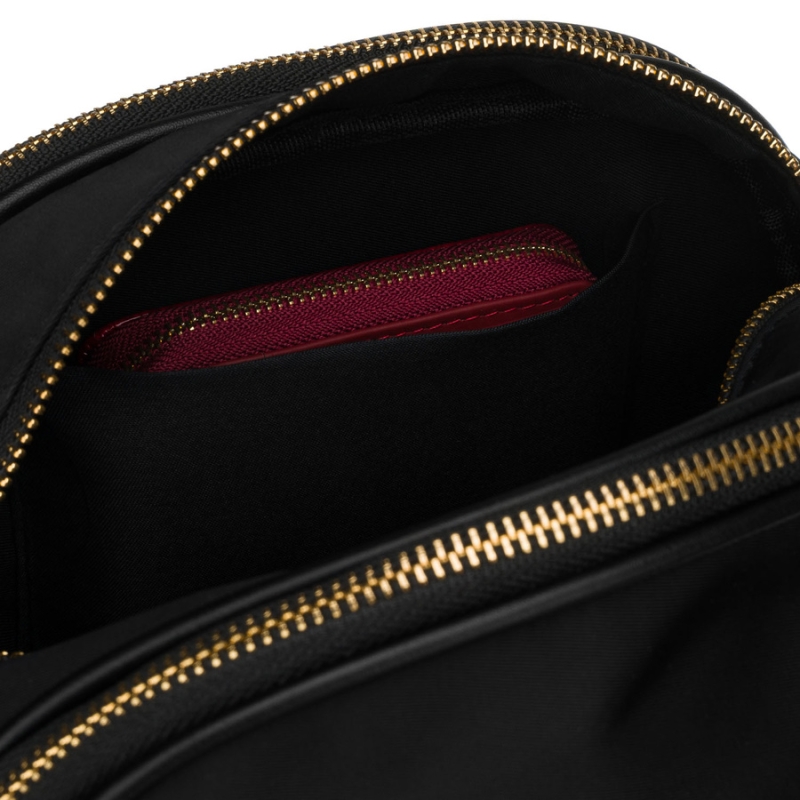 Stylowa nylonowa, czarna listonoszka damska, jednokomorowa z sześcioma kieszeniami - Peterson