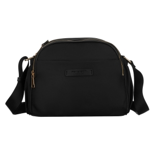 Stylowa nylonowa, czarna listonoszka damska, jednokomorowa z sześcioma kieszeniami - Peterson