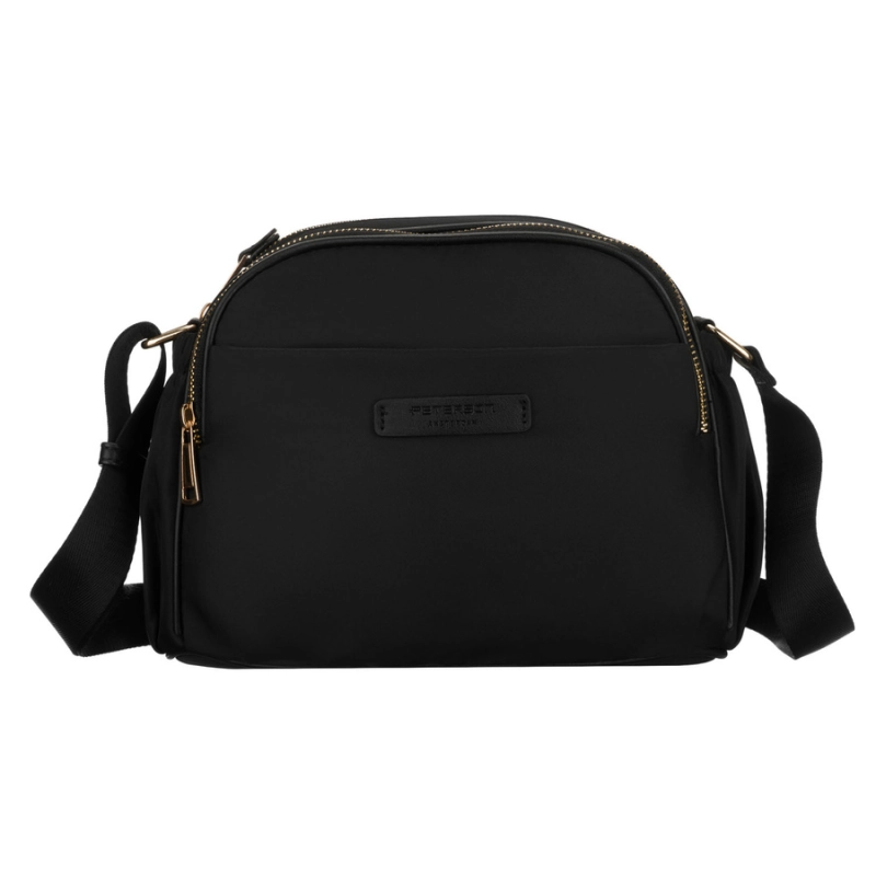 Stylowa nylonowa, czarna listonoszka damska, jednokomorowa z sześcioma kieszeniami - Peterson