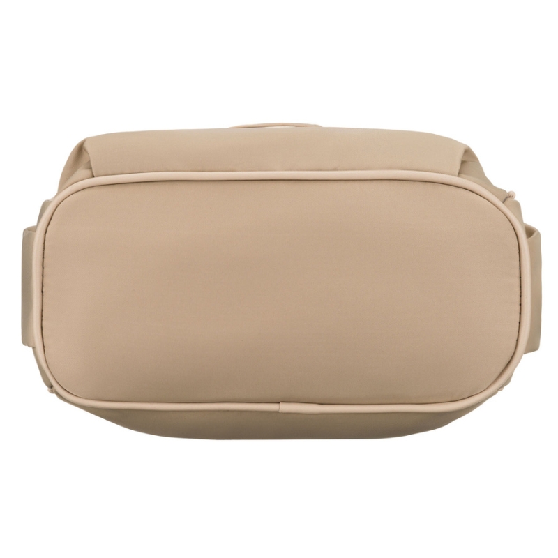 Stylowa nylonowa, beżowa listonoszka damska z sześcioma dodatkowymi kieszeniami - Peterson